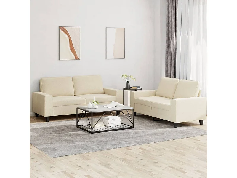 Set di Divani 2 pz Crema in Tessuto