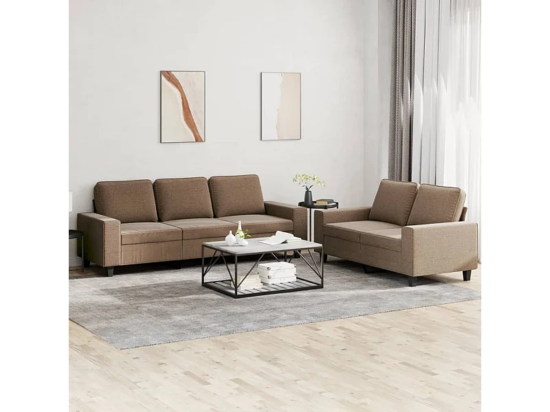 Ensemble de canapés 2 pcs marron tissu