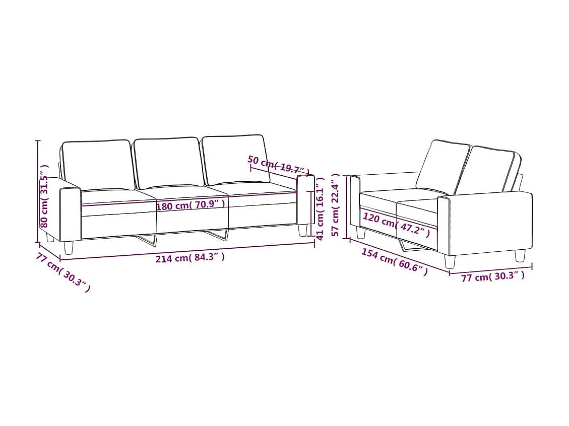 2-delige Loungeset stof bruin