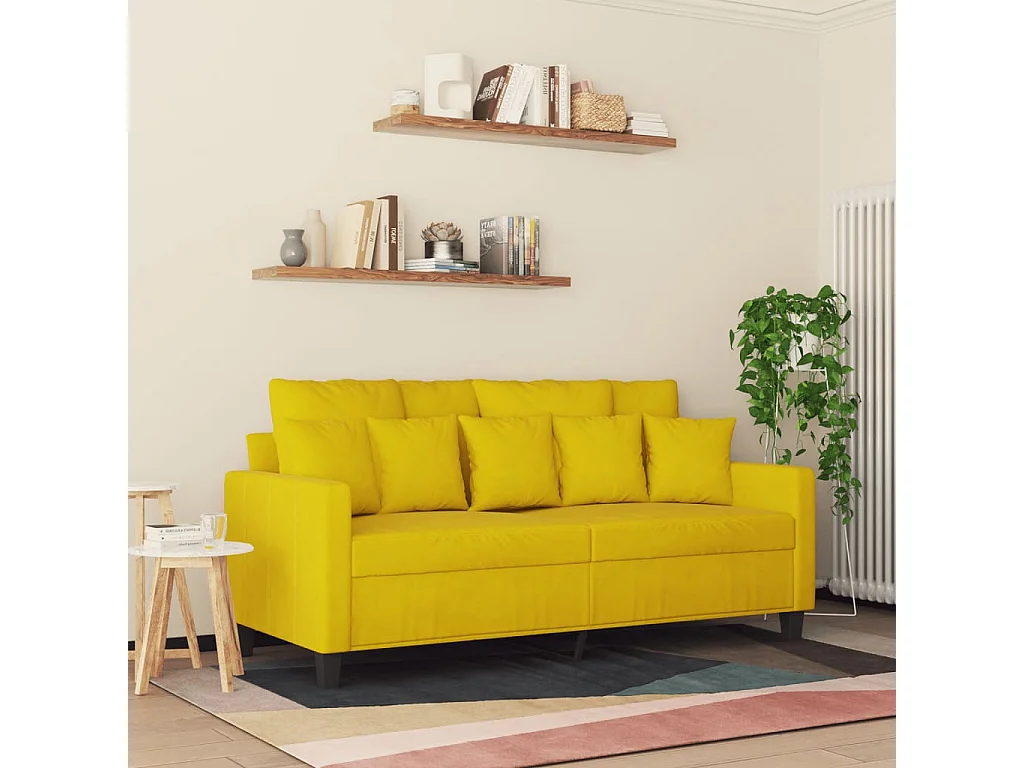 Sofá de 2 plazas terciopelo amarillo 140 cm