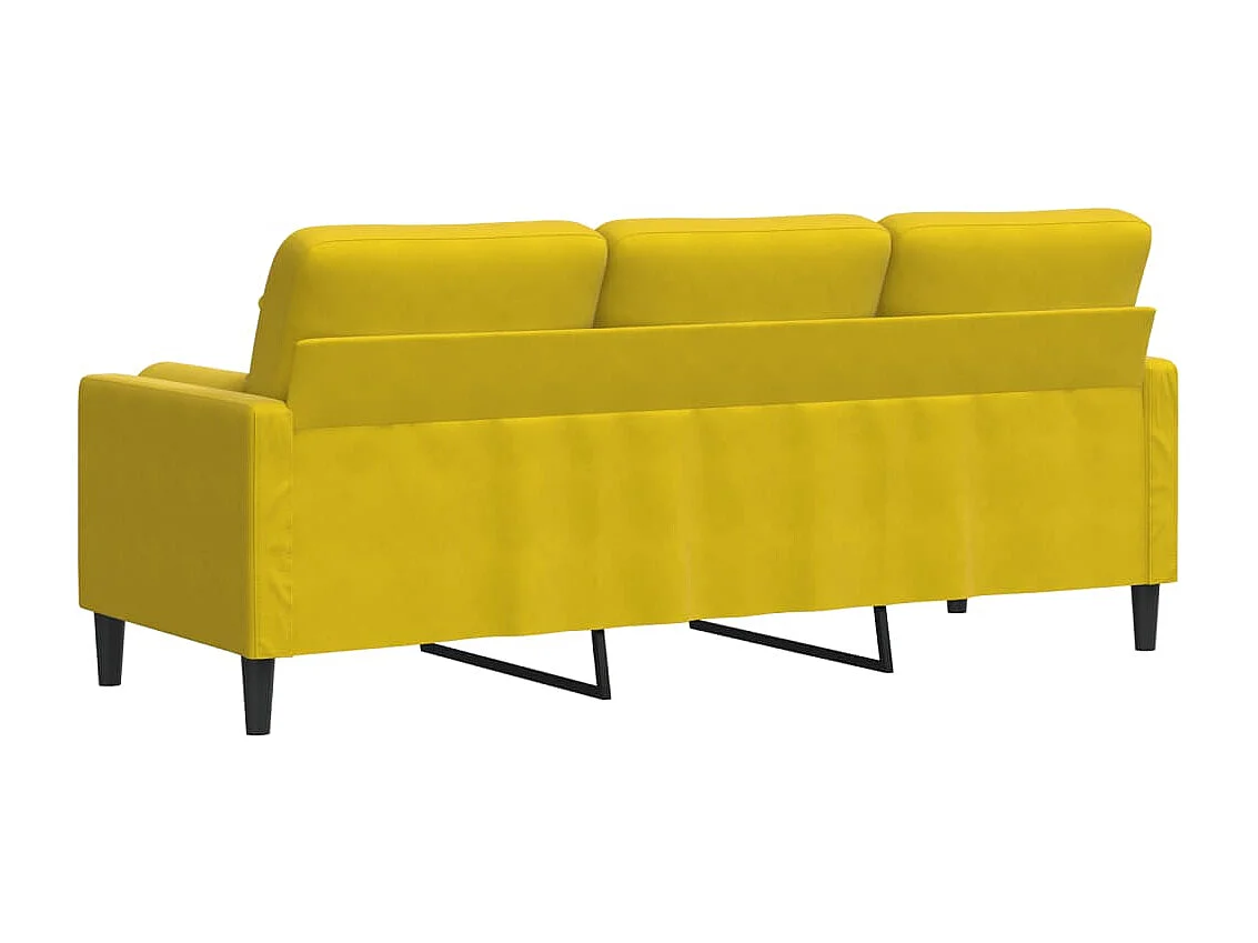 Canapé 3 places avec oreillers décoratifs jaune 180 cm velours