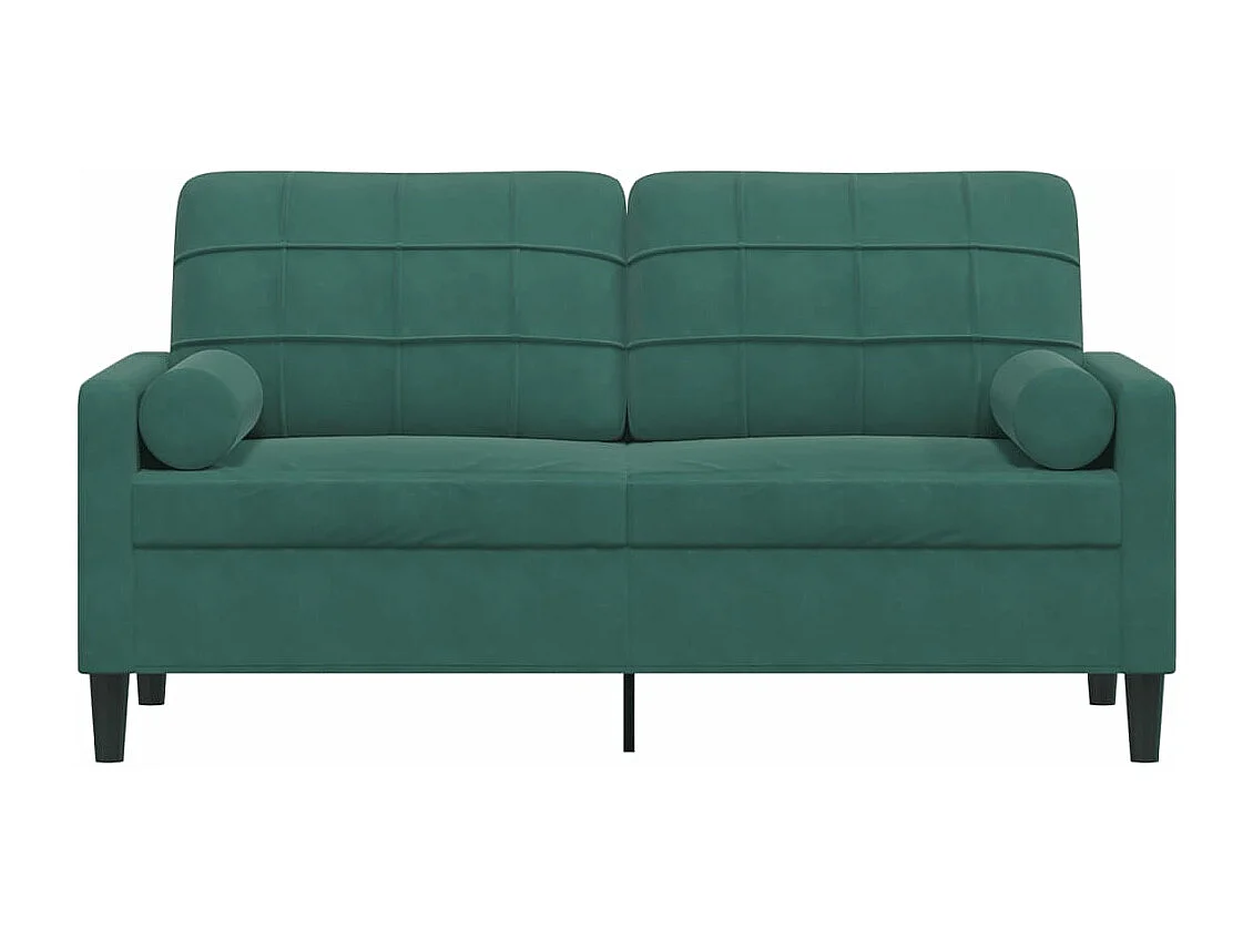 Divano a 2 Posti con Cuscini Verde Scuro 140 cm in Velluto