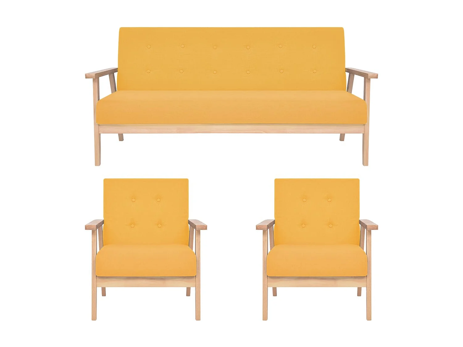 Juego de sofás de 3 piezas tela amarillo