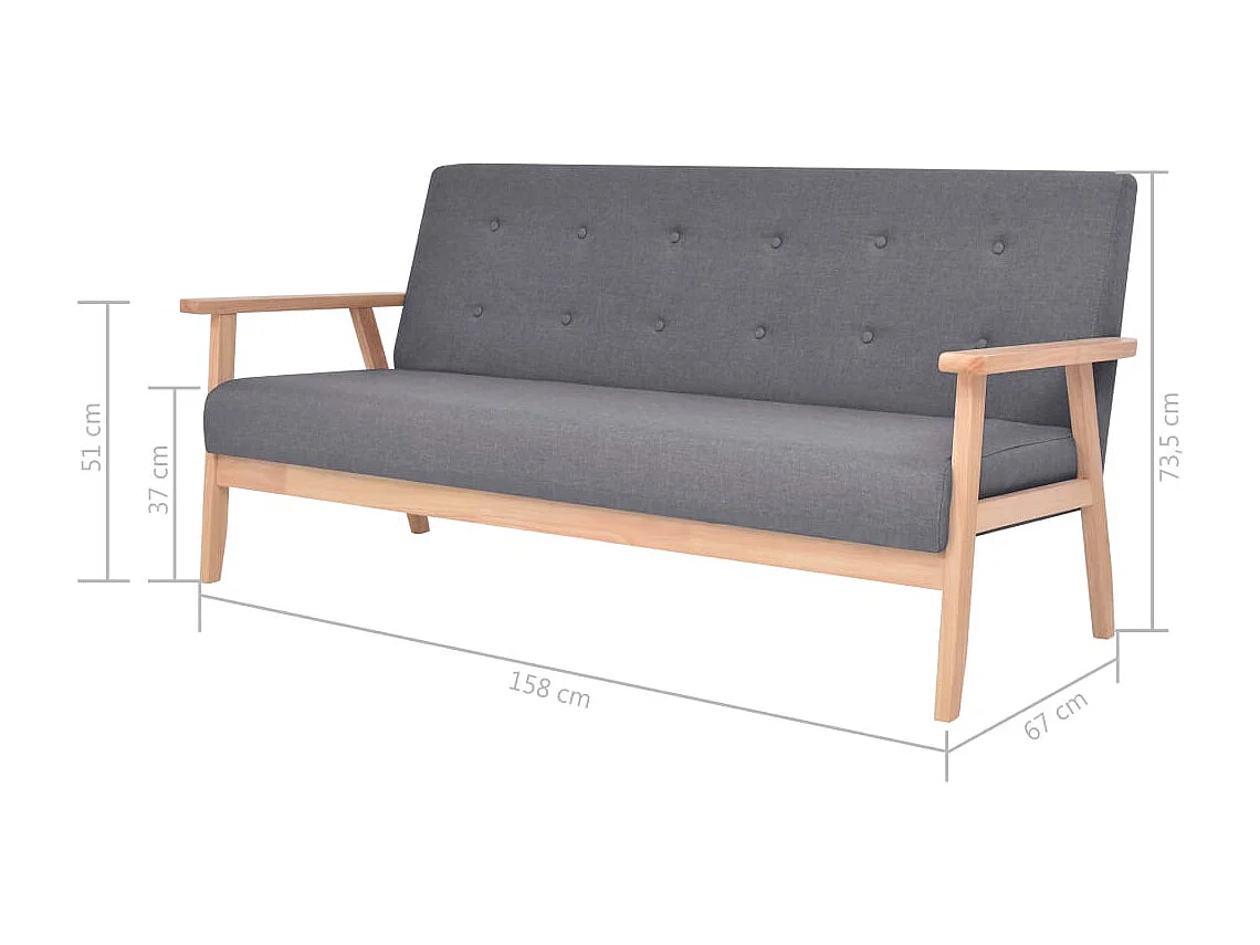 Ensemble de canapés 3 pcs Tissu Gris foncé