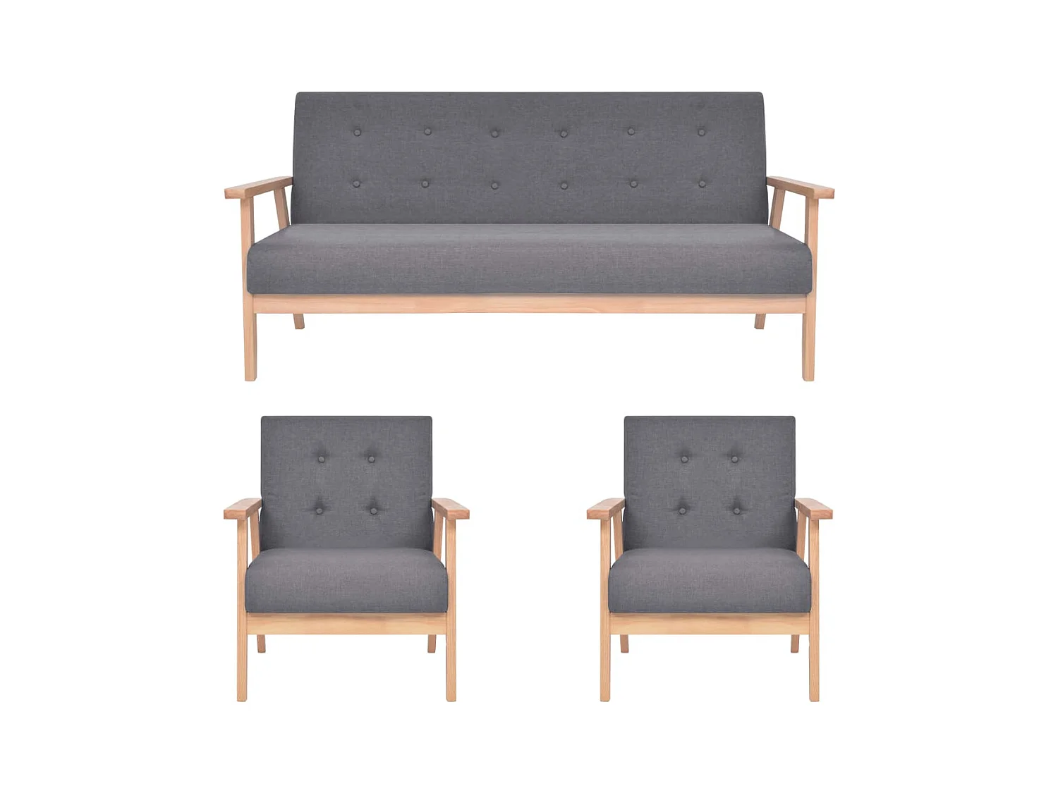 Ensemble de canapés 3 pcs Tissu Gris foncé