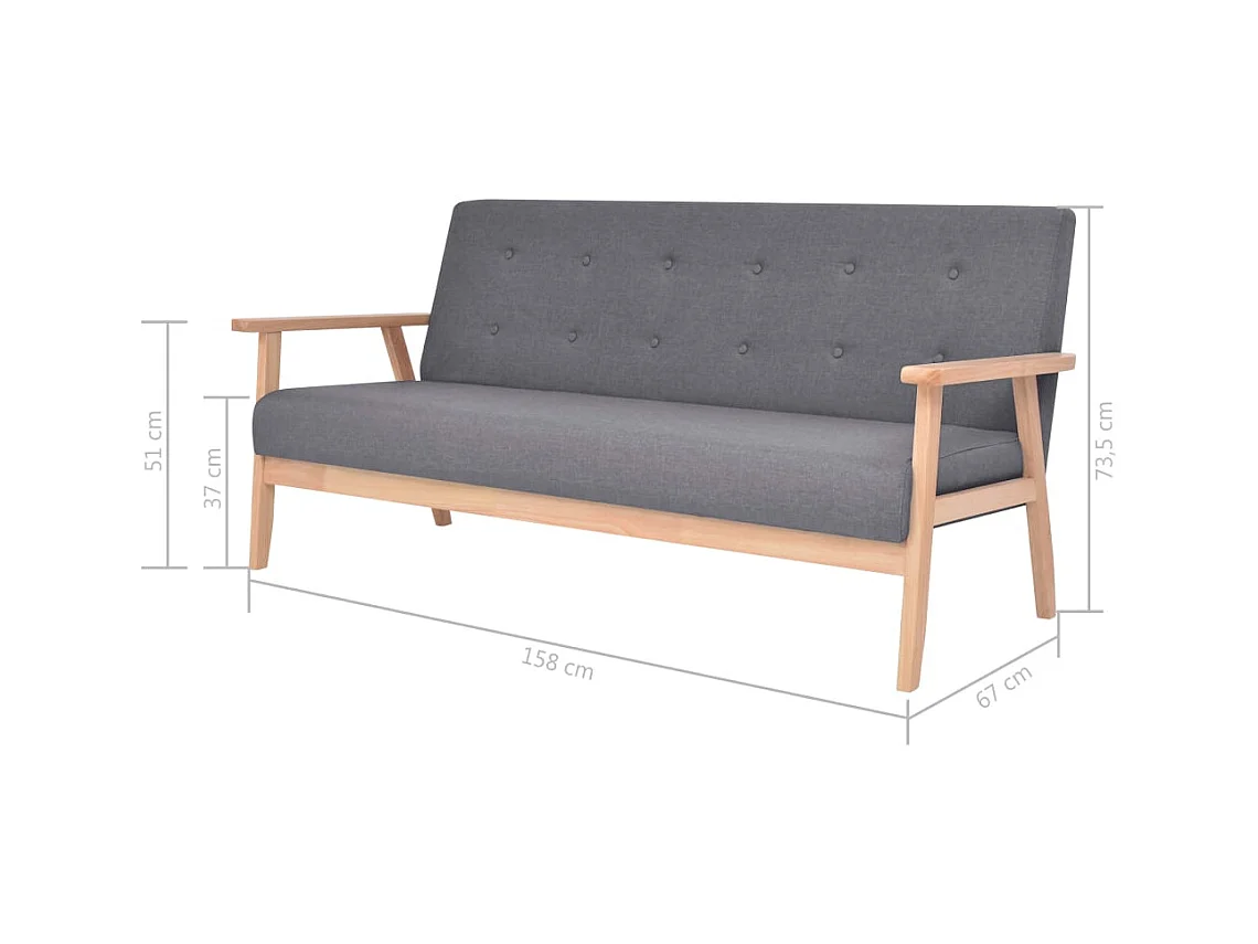 Ensemble de canapés 3 pcs Tissu Gris foncé