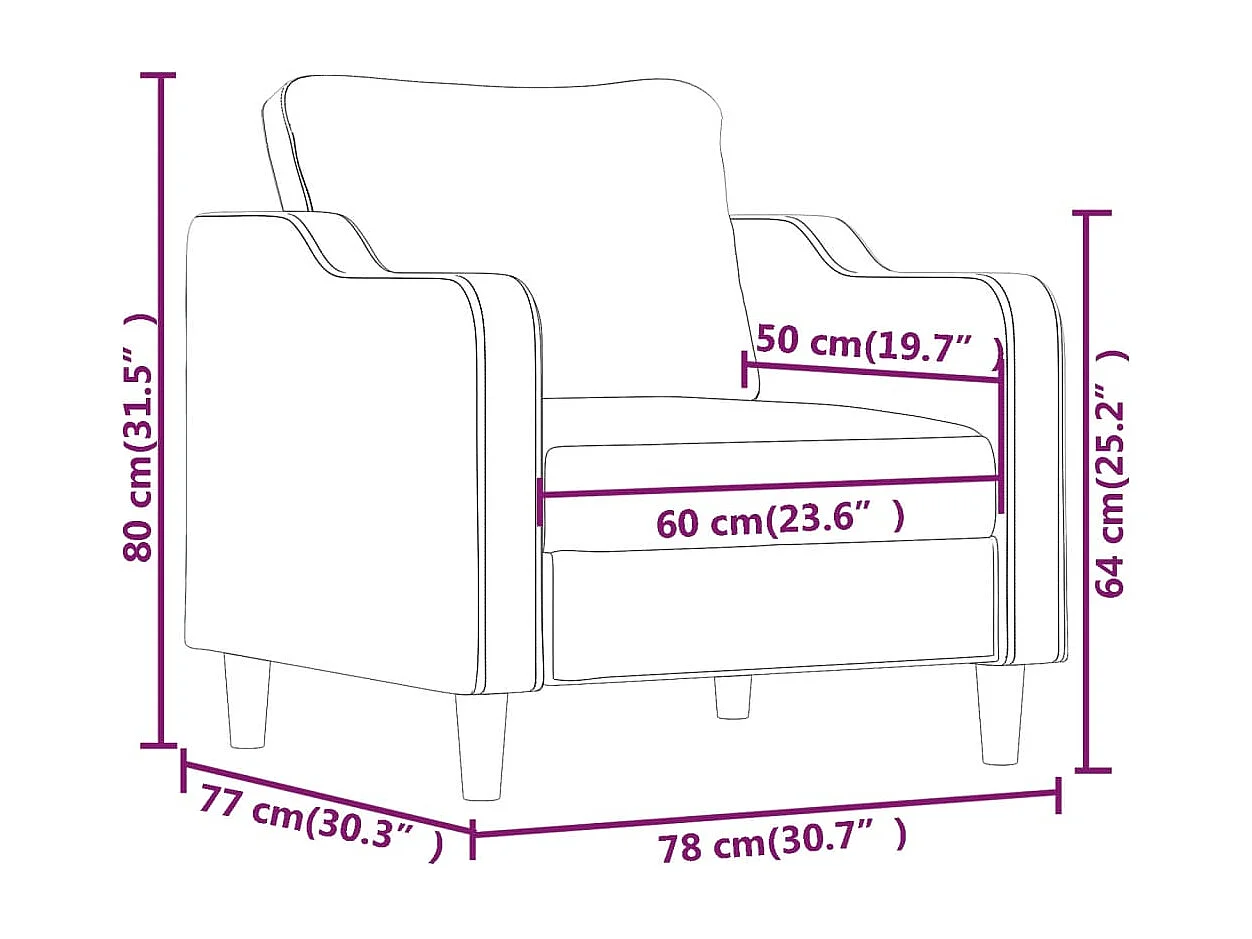 Sillón de tela gris taupé 60 cm