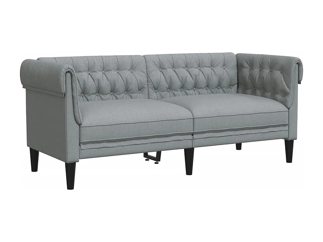 Canapé Chesterfield 2 places gris clair tissu