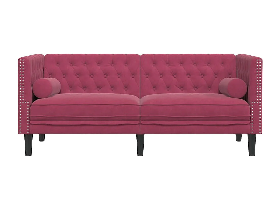 Canapé Chesterfield avec traversins 2 places velours