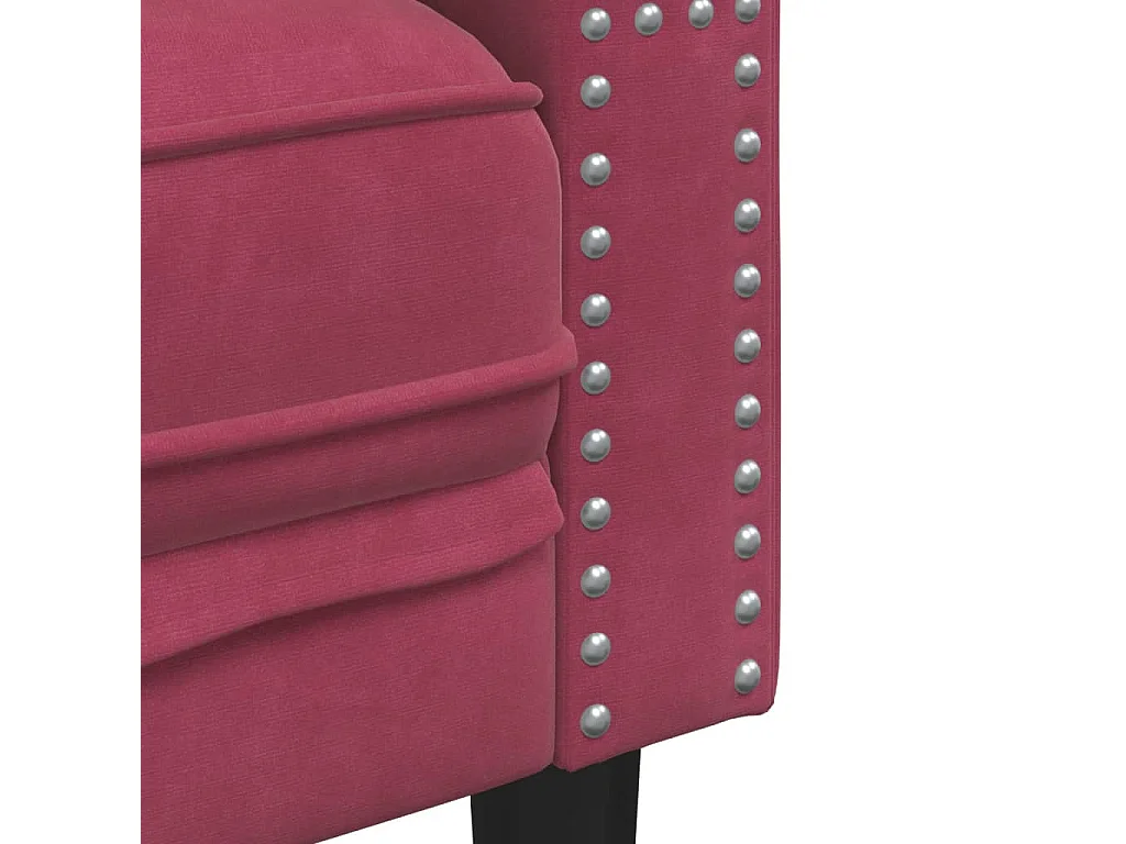 Sofá chesterfield com rolos 2 lugares veludo vermelho tinto
