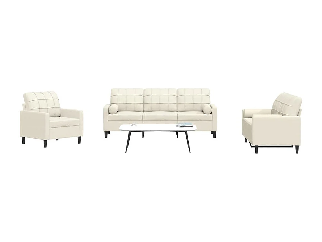 Ensemble de canapés 3 pcs avec coussins et traversins velours