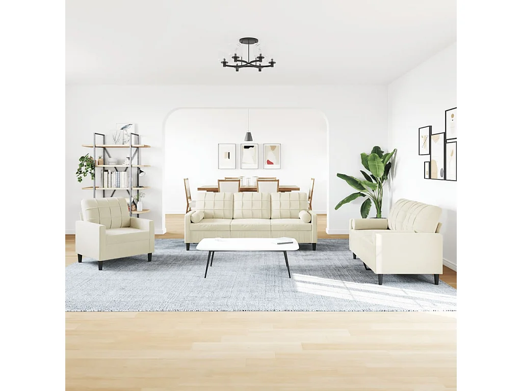 Ensemble de canapés 3 pcs avec coussins et traversins velours