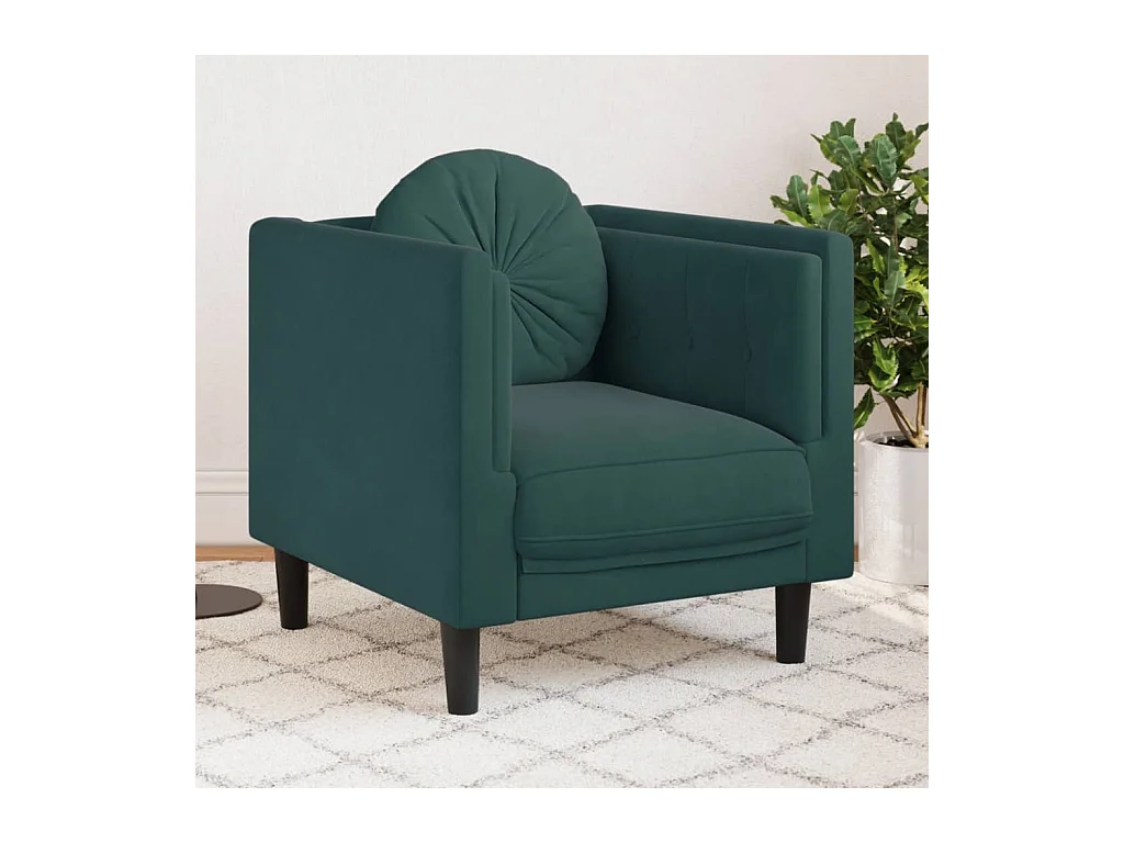 Fauteuil avec coussin vert foncé velours