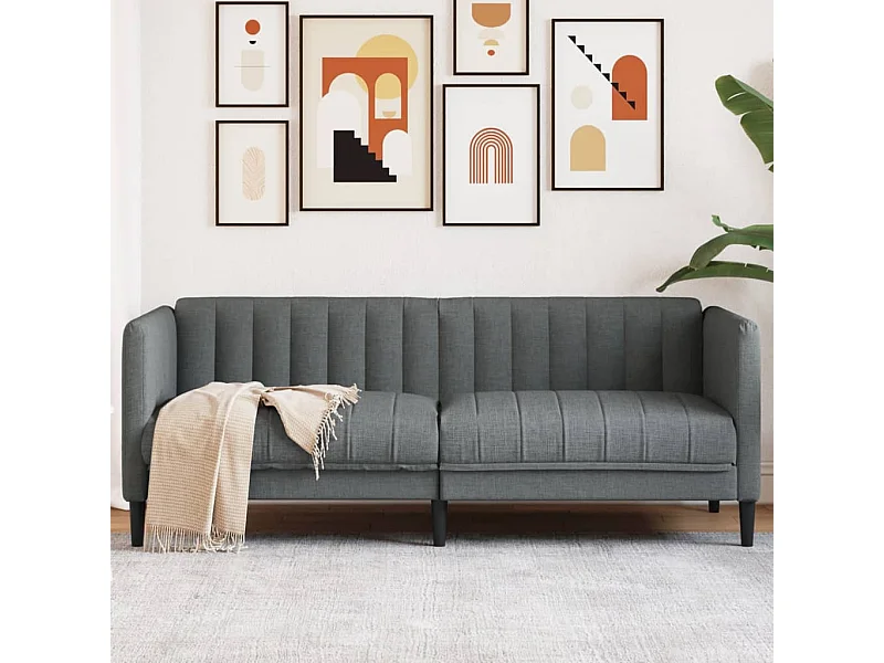 Divano a 2 Posti Grigio Scuro in Tessuto