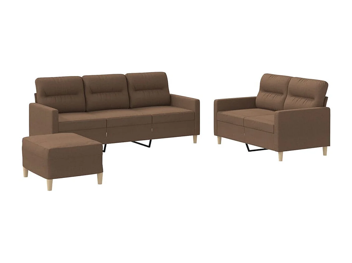 Ensemble de canapés 3 pcs avec coussins Marron Tissu