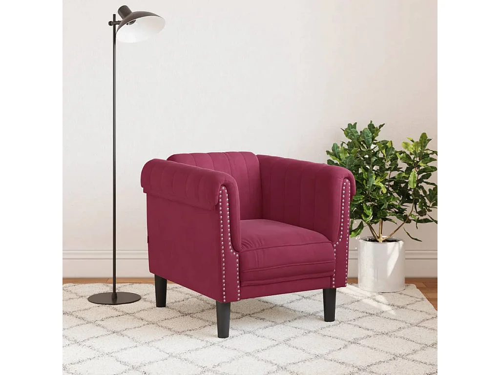 Poltrona veludo vermelho-tinto
