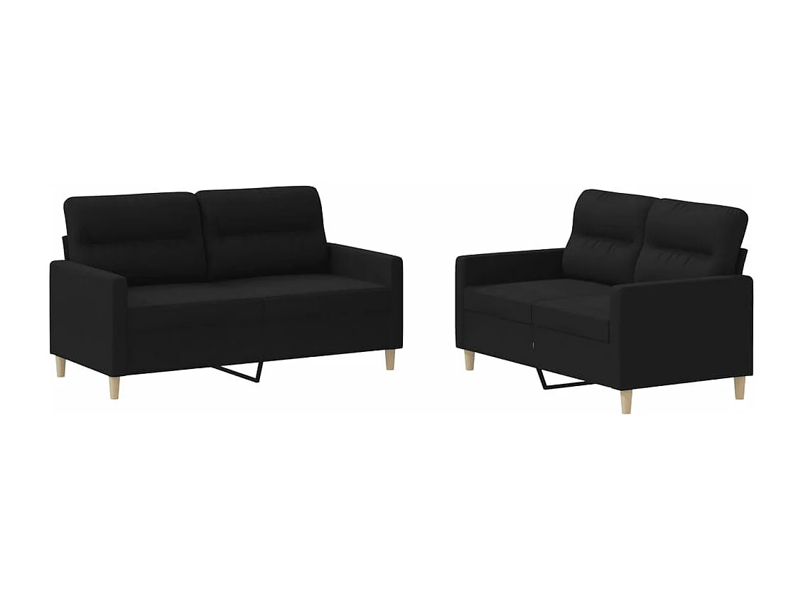 Ensemble de canapés 2 pcs avec coussins Noir Tissu