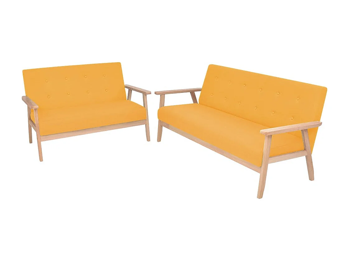 Ensemble de canapé 2 pcs Tissu jaune