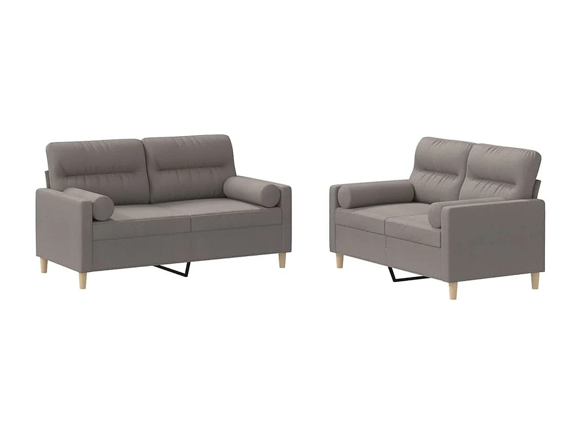 Ensemble de canapés 2 pcs avec coussins taupe tissu