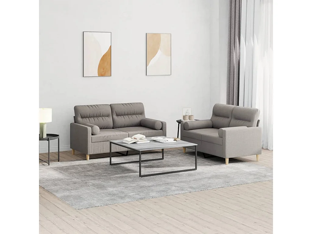 2-delige Loungeset met kussens stof taupe