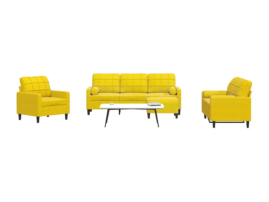 Ensemble de canapés 4 pcs avec coussins et traversins velours