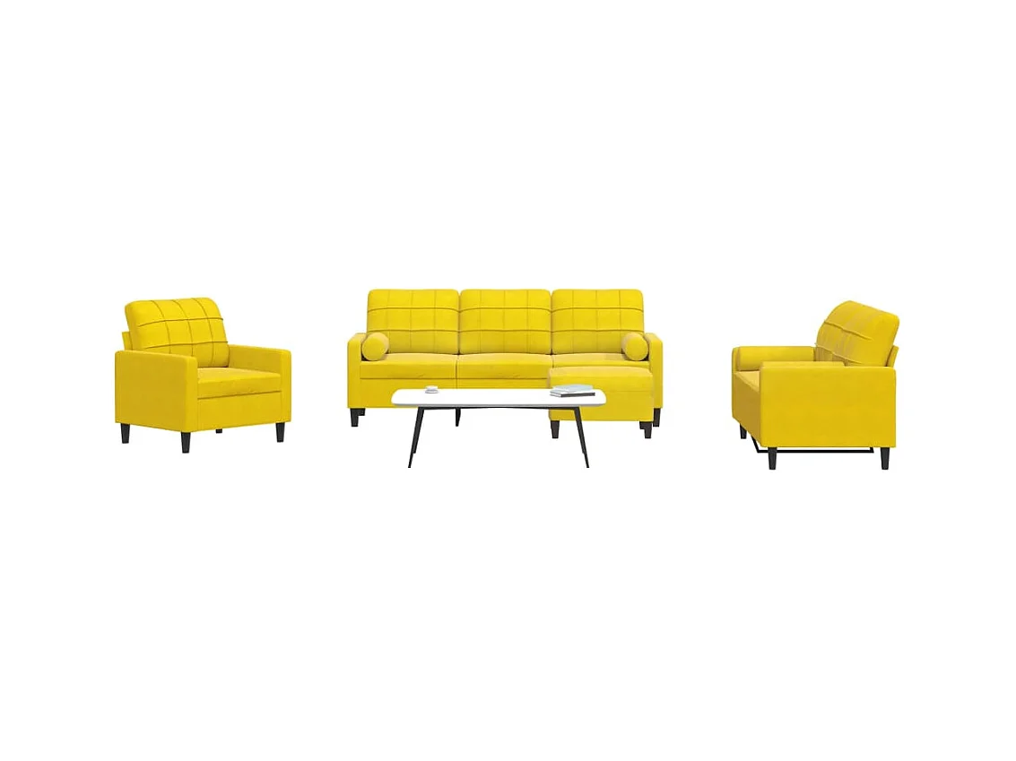 Ensemble de canapés 4 pcs avec coussins et traversins velours