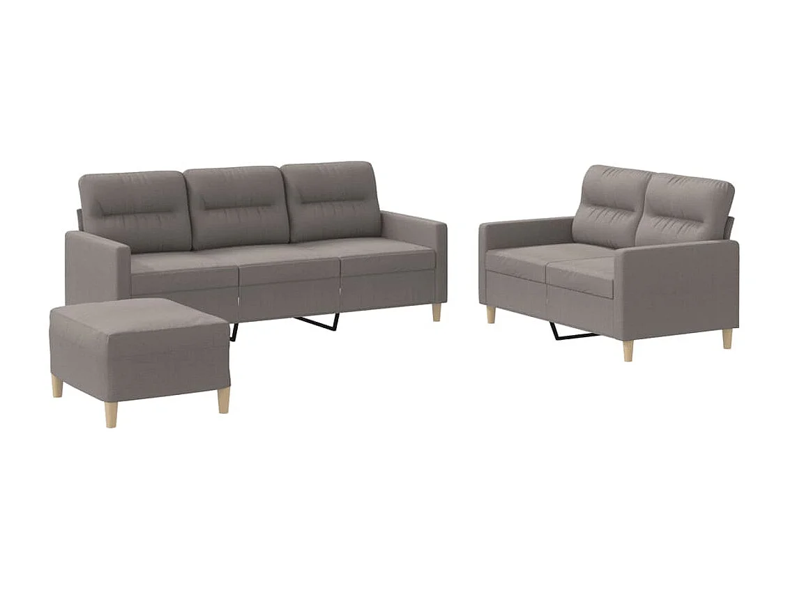 3-delige Loungeset met kussens stof taupe