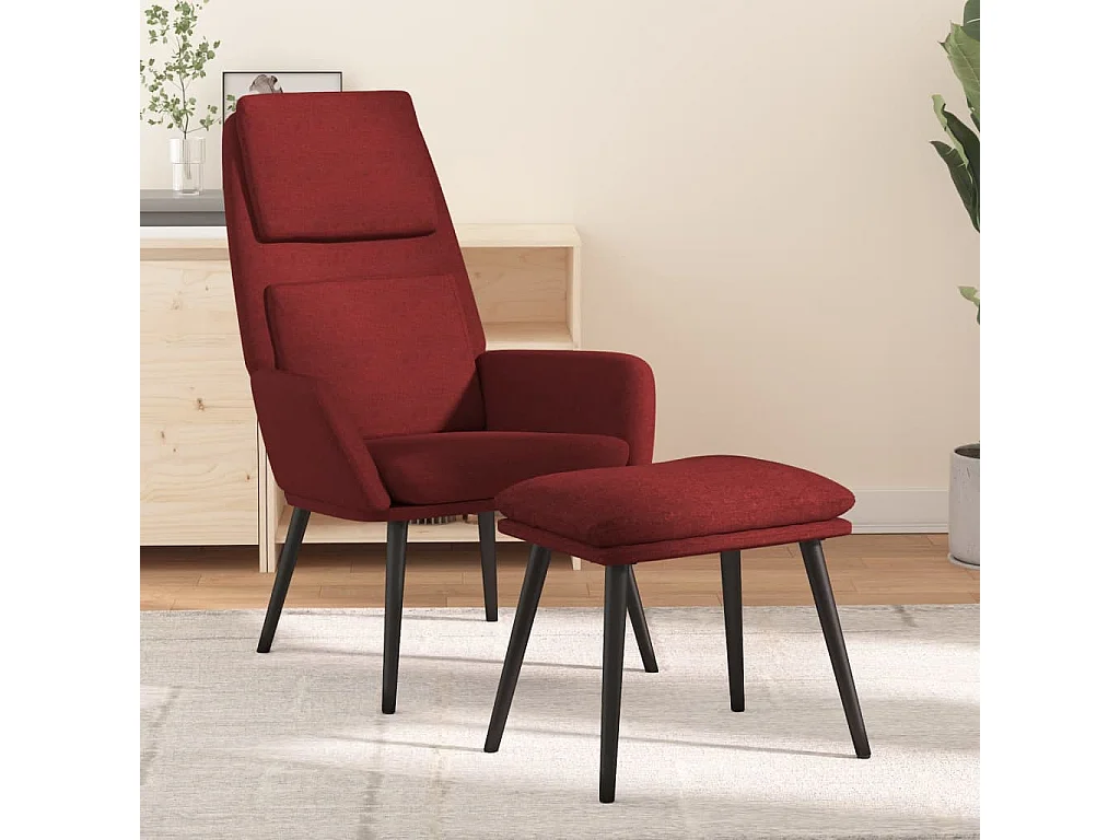 Chaise de relaxation avec tabouret Rouge bordeaux Tissu