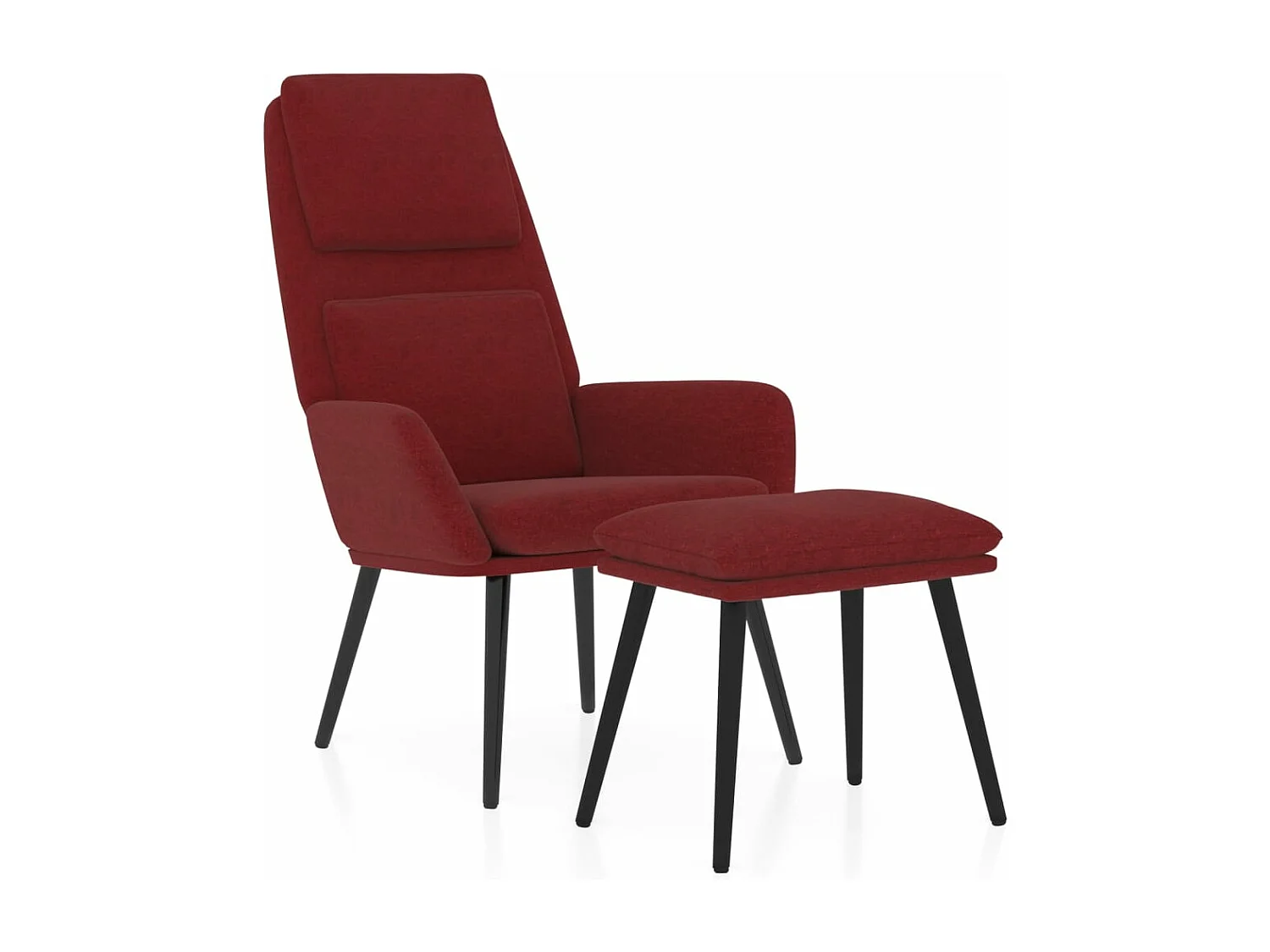 Chaise de relaxation avec tabouret Rouge bordeaux Tissu