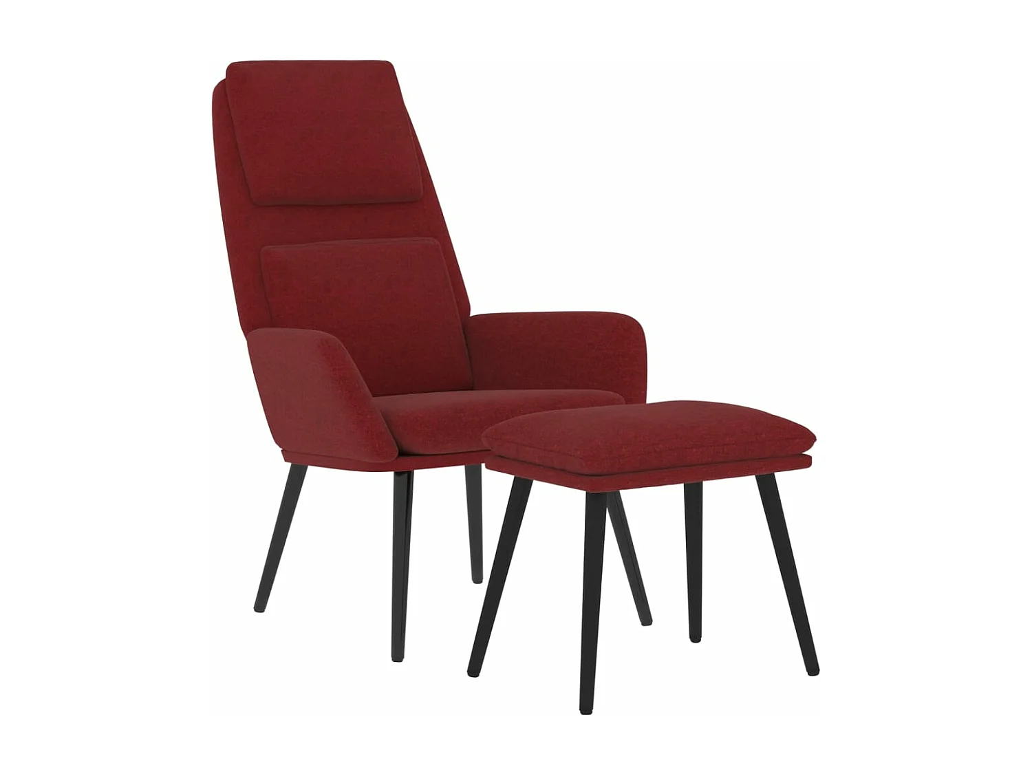 Chaise de relaxation avec tabouret Rouge bordeaux Tissu