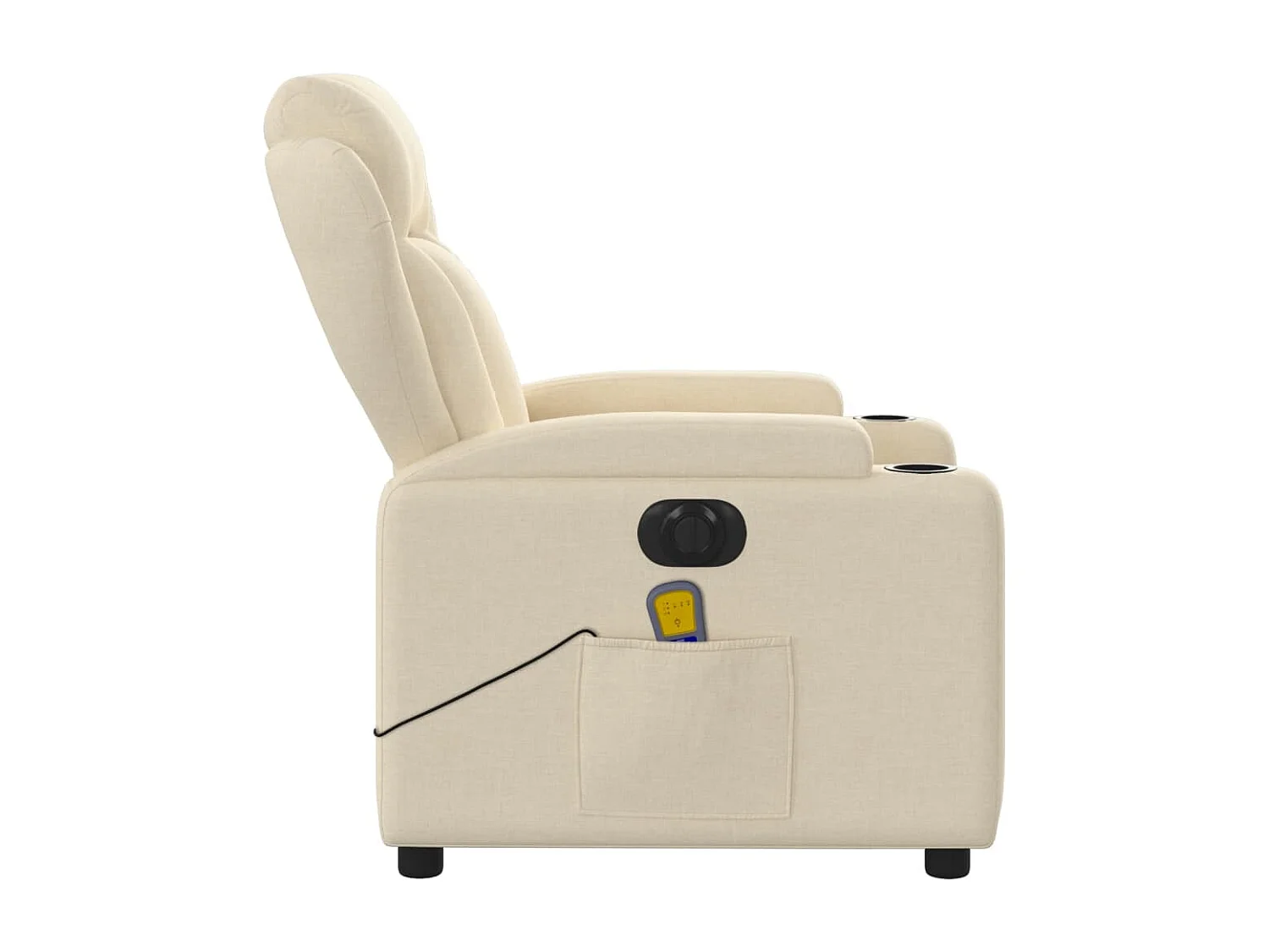 Fauteuil inclinable de massage électrique crème tissu