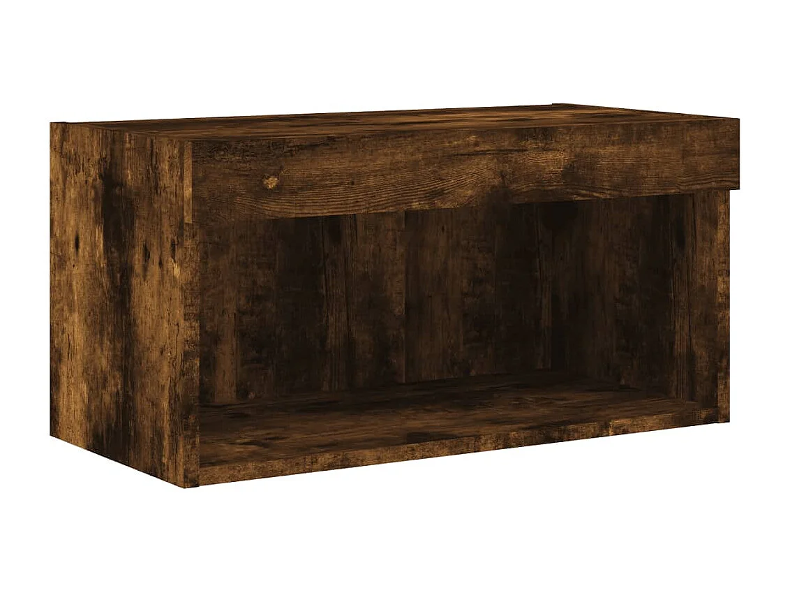 Set Mobili TV a Muro 6 pz con Luci LED Rovere Fumo