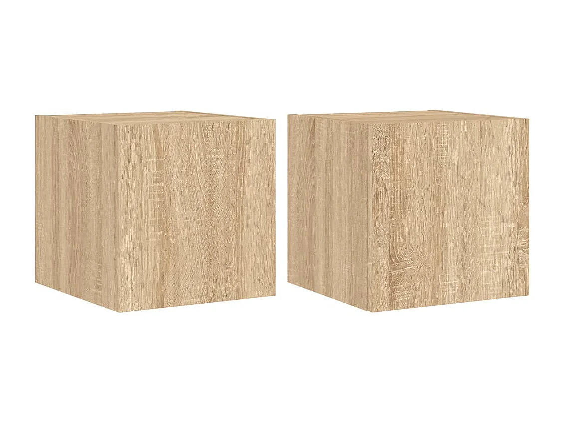 Móveis de parede para TV com luzes LED 2 pcs carvalho sonoma