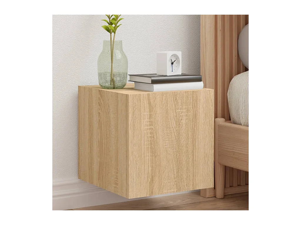 Meubles TV muraux lumières LED 2 pcs chêne sonoma 30,5x35x30 cm