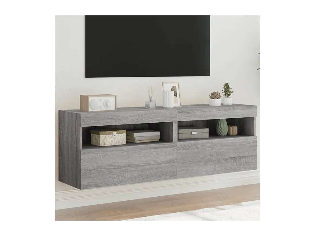 Meubles TV muraux et lumières LED 2pcs sonoma gris 60x30x40 cm