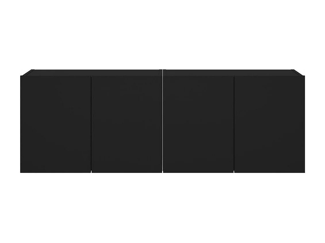 Meubles TV muraux avec lumières LED 2 pcs noir 60x35x41 cm