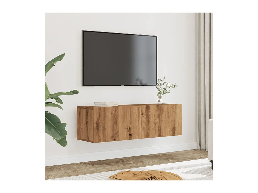 Mobili TV a Parete 2pz Rovere Artigianale 100x30x30 cm