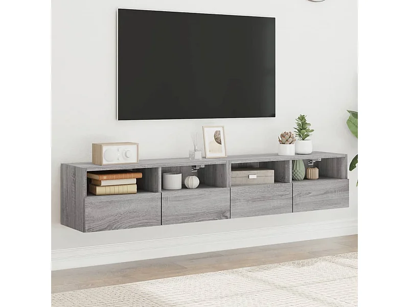 Mobili TV Parete 2pz Grigio Sonoma 80x30x30cm Legno Multistrato