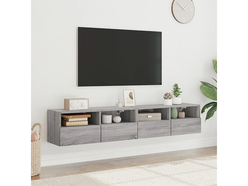 TV-Wandschränke 2 Stk. Grau Sonoma 80x30x30 cm Holzwerkstoff