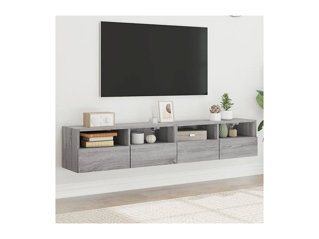 Mobili TV Parete 2pz Grigio Sonoma 80x30x30cm Legno Multistrato