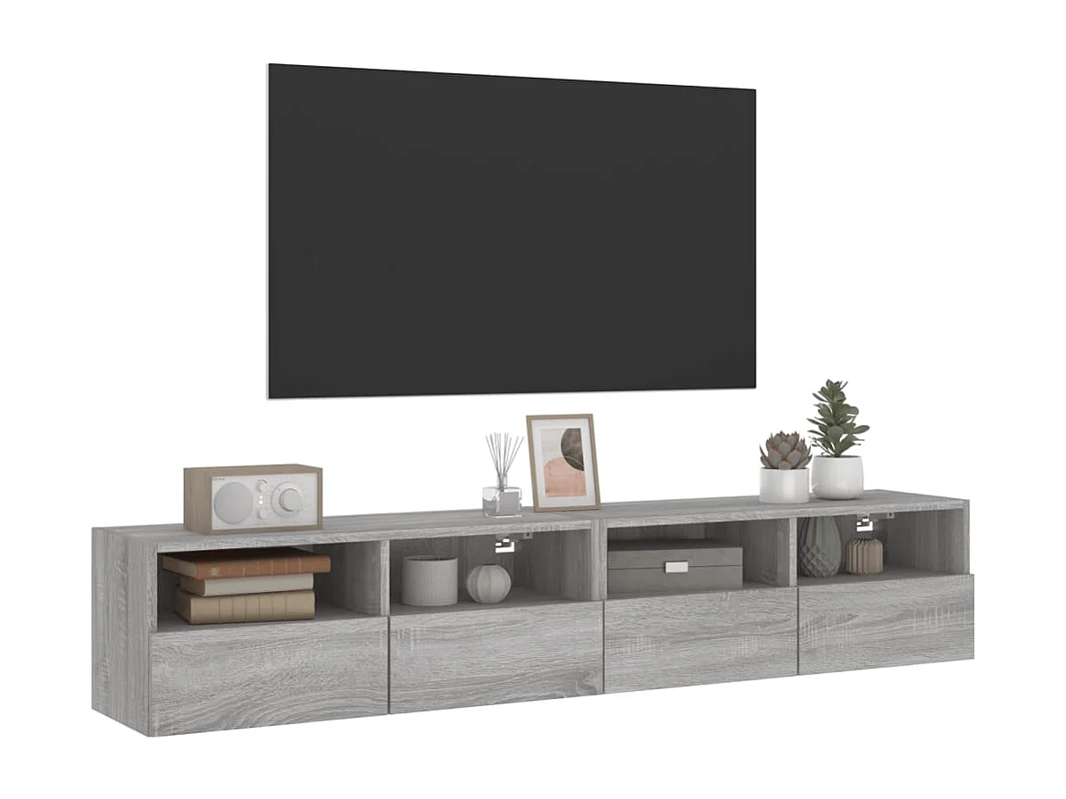 Mobili TV Parete 2pz Grigio Sonoma 80x30x30cm Legno Multistrato