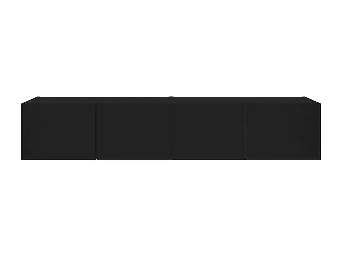 Meubles TV muraux avec lumières LED 2 pcs noir 80x35x31 cm