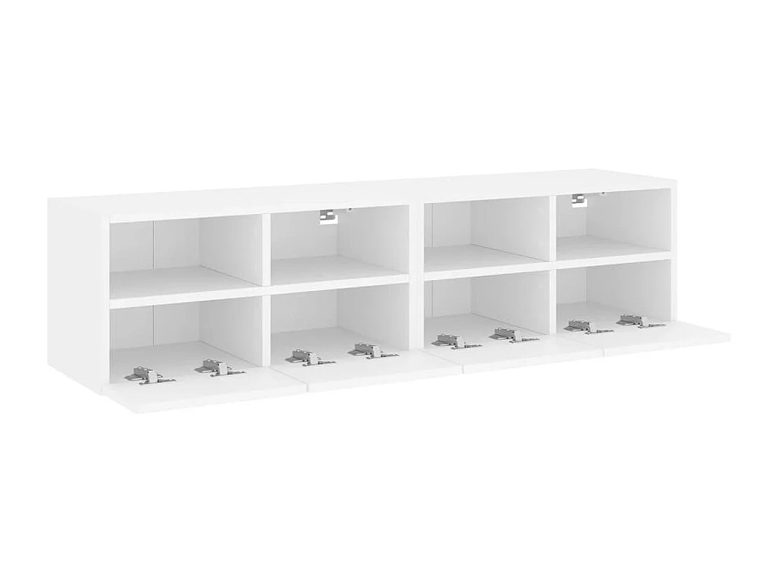 Muebles TV de pared 2 uds madera ingeniería blanco 60x30x30 cm