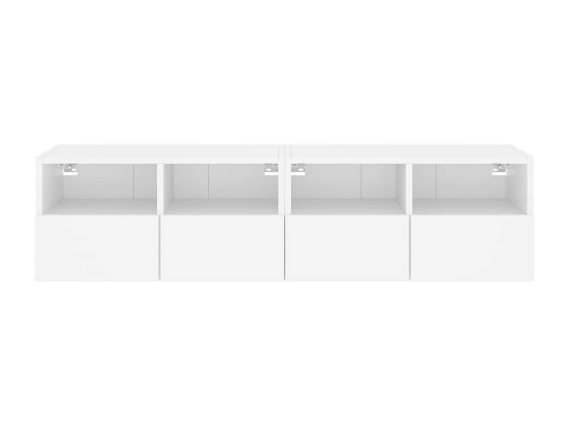 Muebles TV de pared 2 uds madera ingeniería blanco 60x30x30 cm