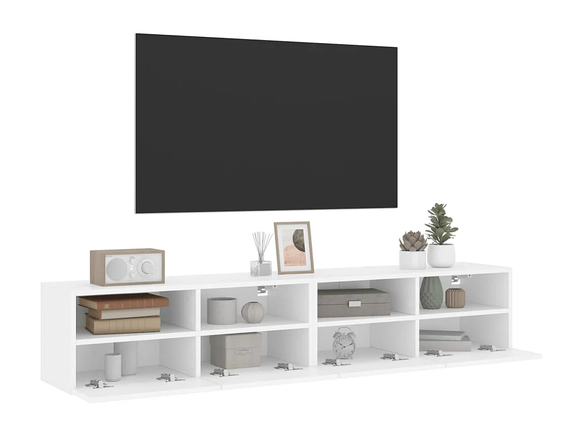 TV-Wandschränke 2 Stk. Weiß 80x30x30 cm Holzwerkstoff