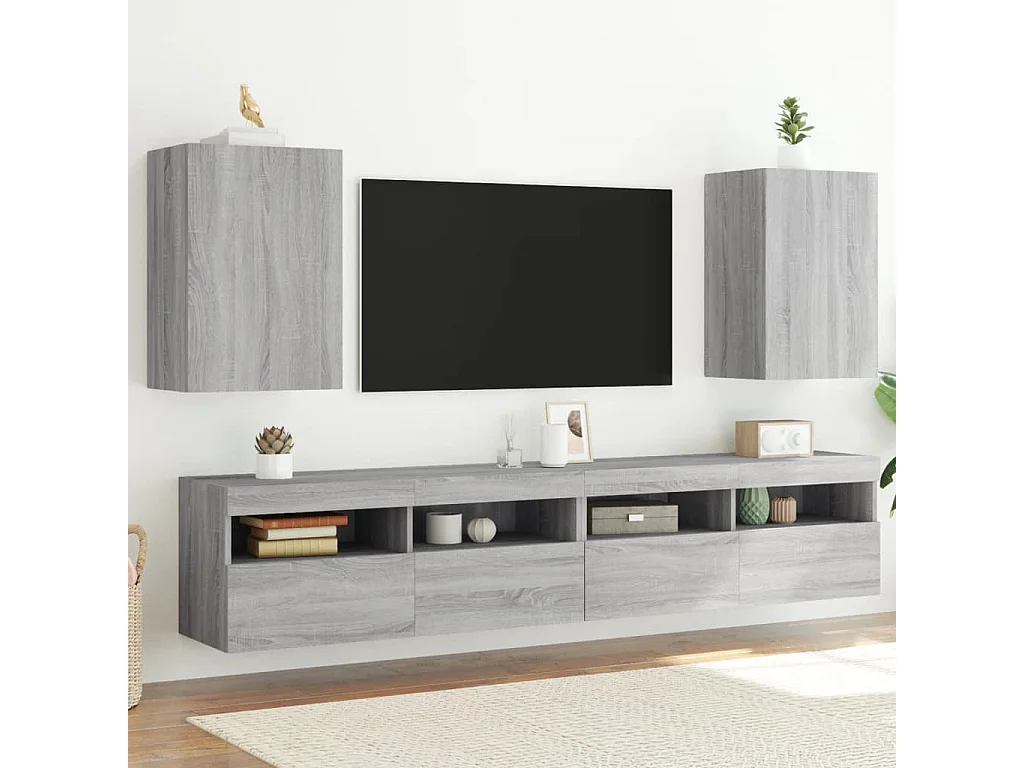 Móveis parede TV 2pcs 40,5x30x60 cm deriv. madeira cinza sonoma