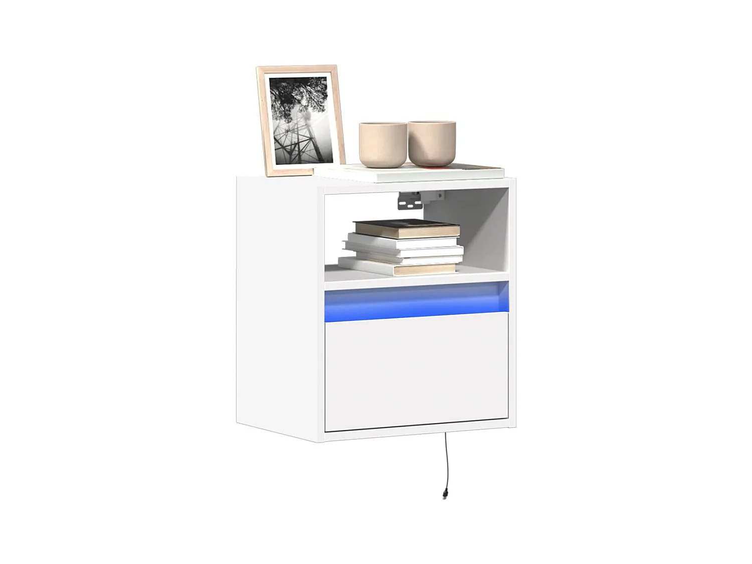 Meubles TV muraux avec lumières LED 2 pcs blanc 41x31x45 cm