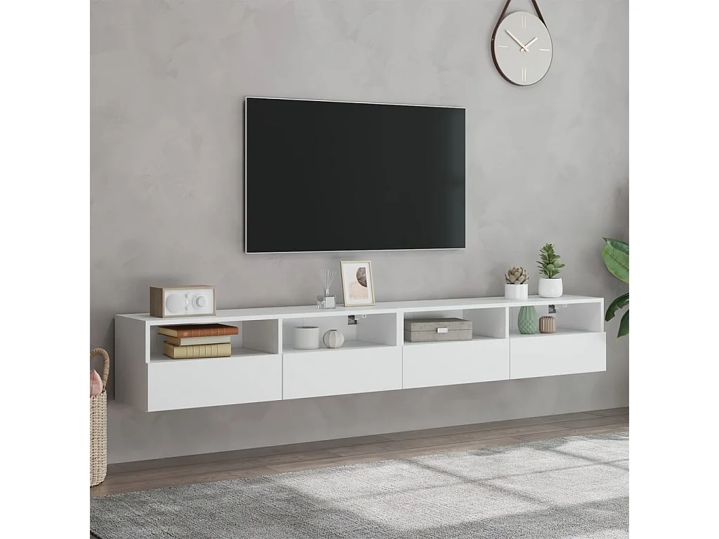 Móvel parede p/ TV 2 pcs 100x30x30 cm derivados madeira branco