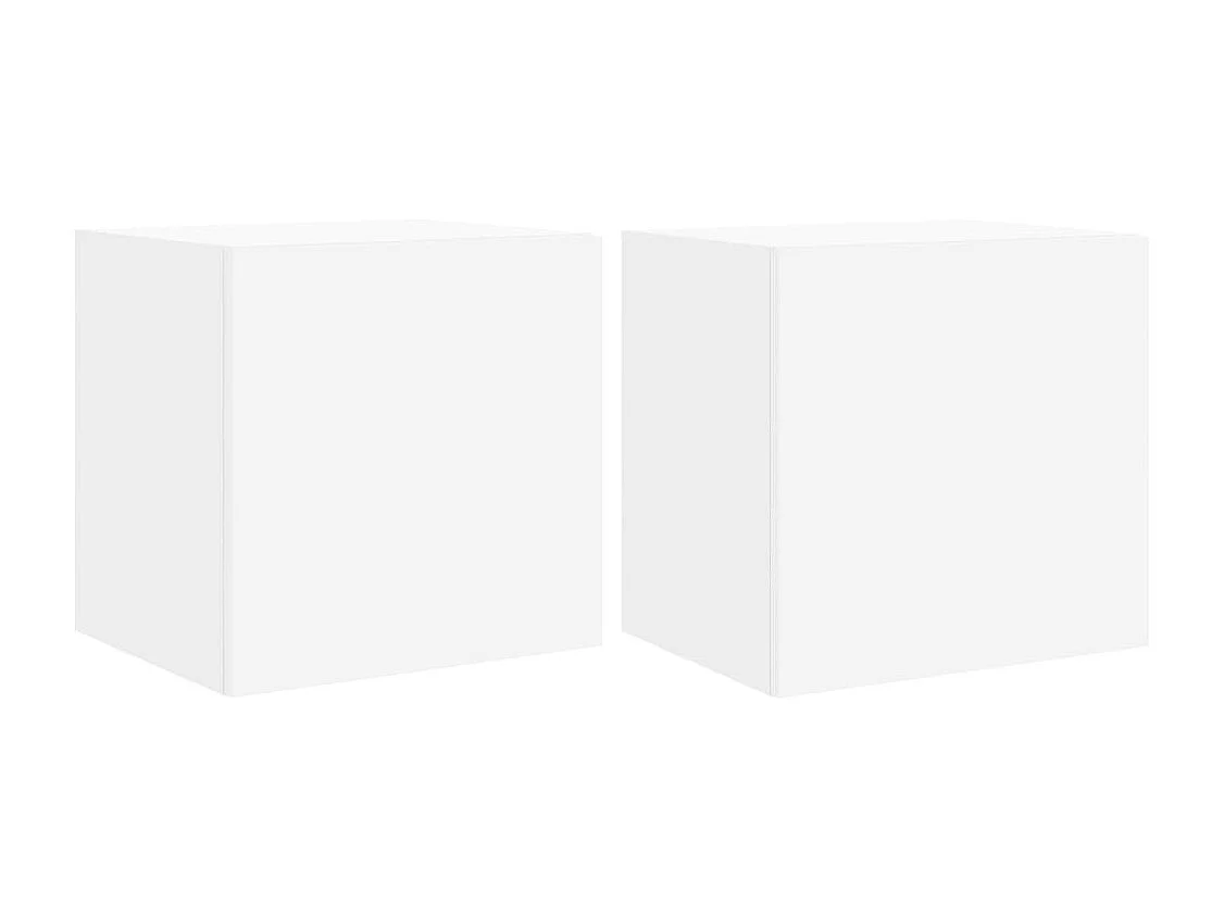 Meubles TV muraux avec lumières LED 2 pcs blanc 40,5x35x40 cm