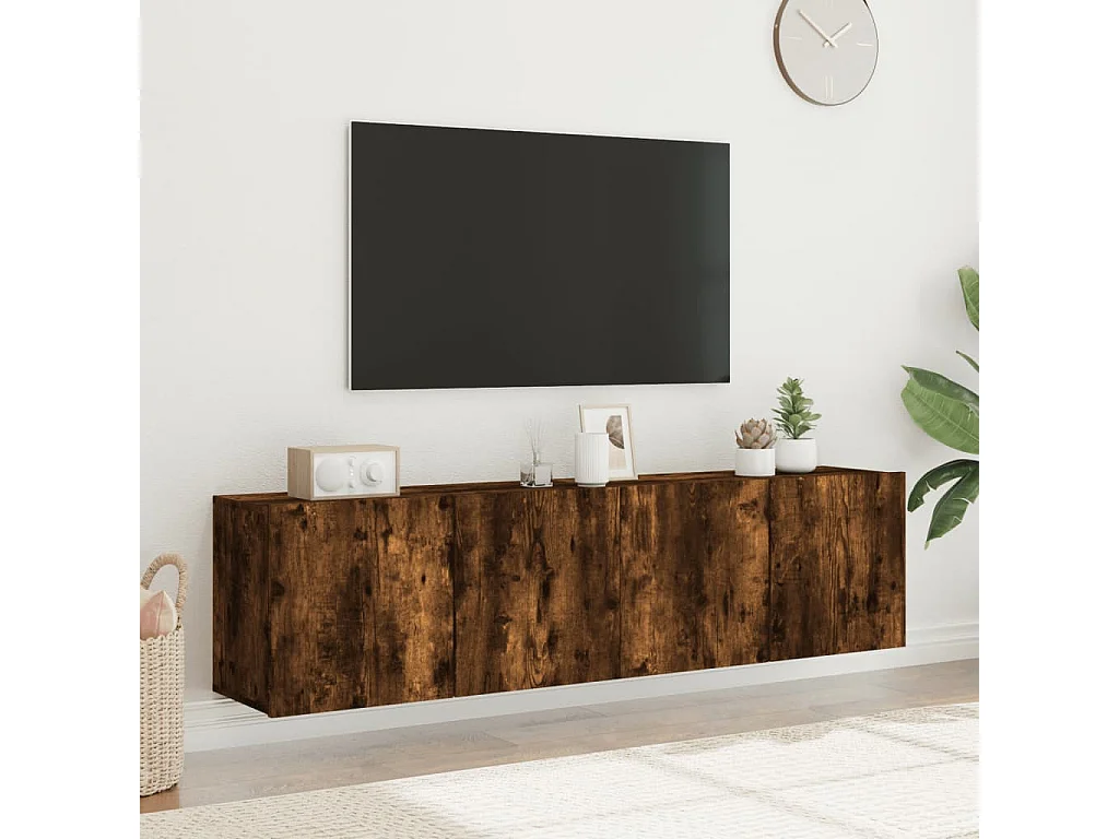 Meubles TV muraux 2 pcs chêne fumé 80x30x41 cm